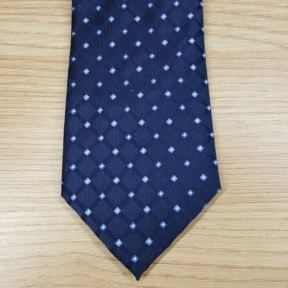 CLUB ROOM Mens Neck Tie Blue Diamond Linked Neat Micro Dot Classic Pointed - Picture 1 of 6